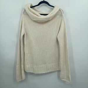 Anthropologie Ivory Blended Long Sleeve Cowl-Neck Pullover Sweater Size Medium